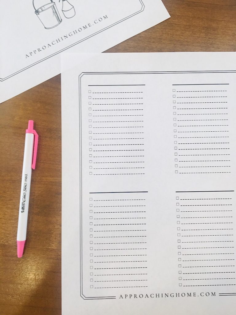 Blank Pages on checklist for spring cleaning