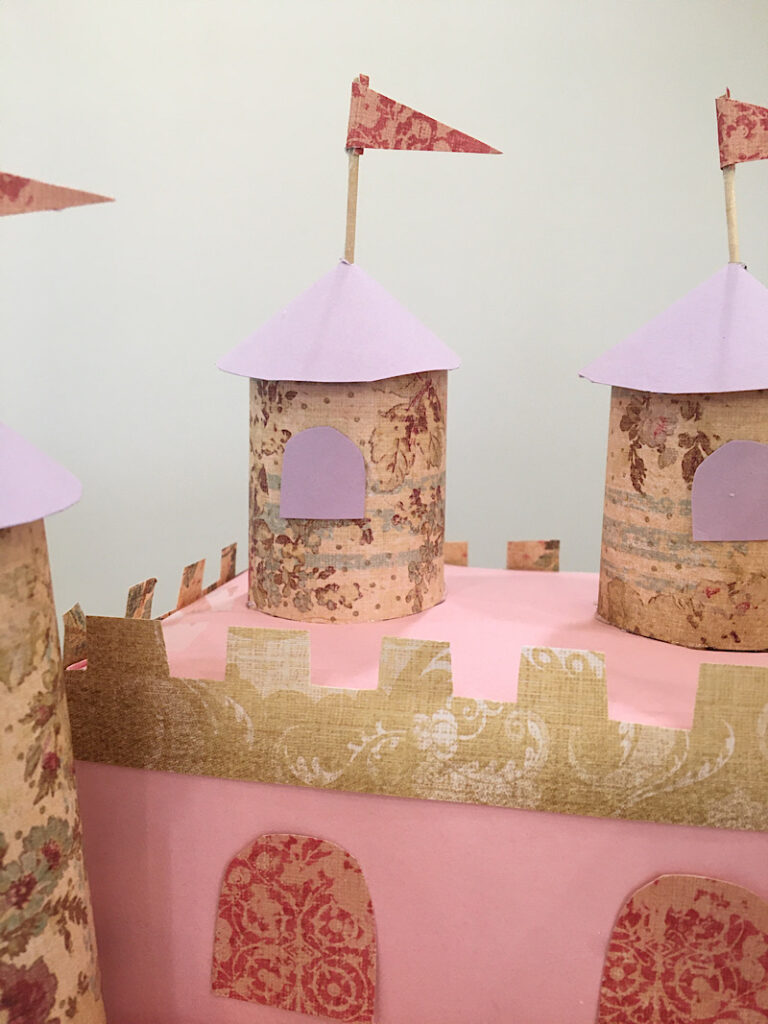 closeup of valentines card box castle 