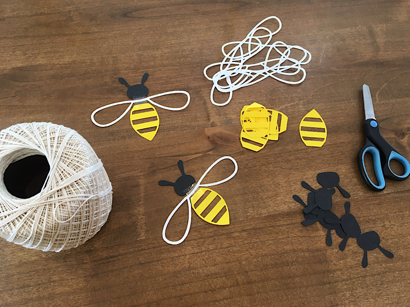 assembling the bee garland