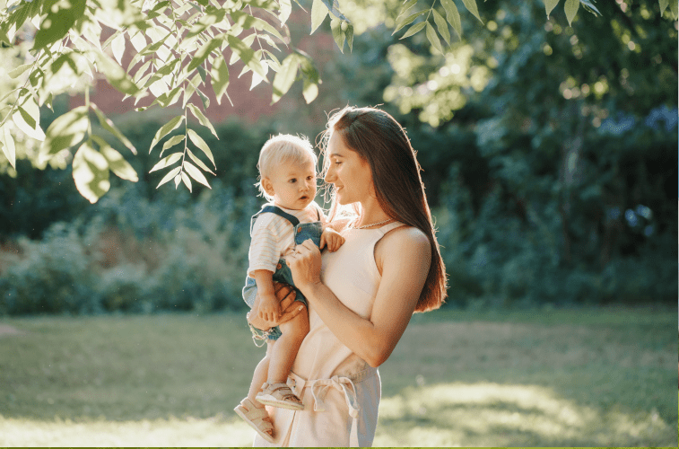 Mother and Baby outside